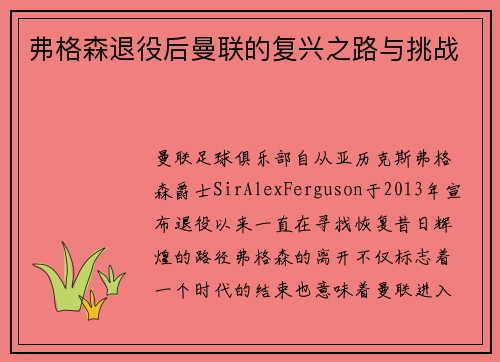 弗格森退役后曼联的复兴之路与挑战